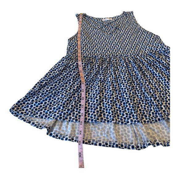 THML Blue White Knit Sleeveless Patterned Criss Cross Neckline Peplum Top Small - Picture 7 of 12